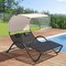 Costway Outdoor Double Chaise Lounge Chair with Sunshade Canopy & Headrest Pillows